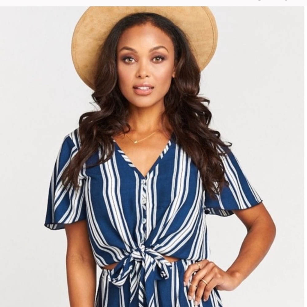 Show Me Your Mumu Striped Tie Front Top Sz M